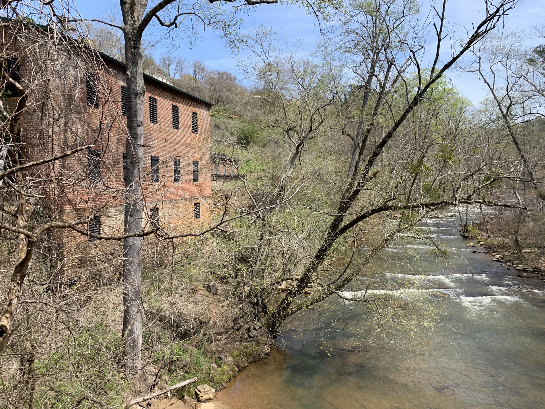 Historic mill ruins beside Vickery Creek in Roswell, Georgia